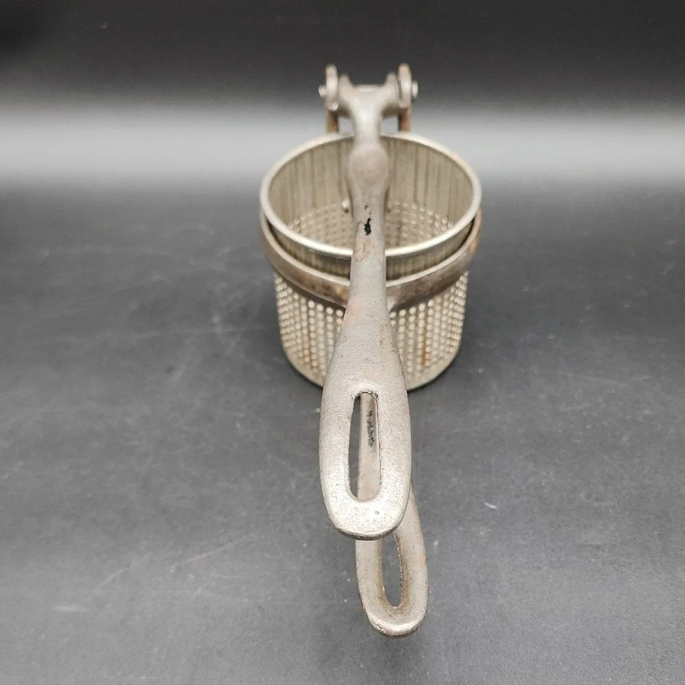 Vintage Silver Metal Potato Ricer Fruit Press Primitive Farmhouse Kitchen Tool